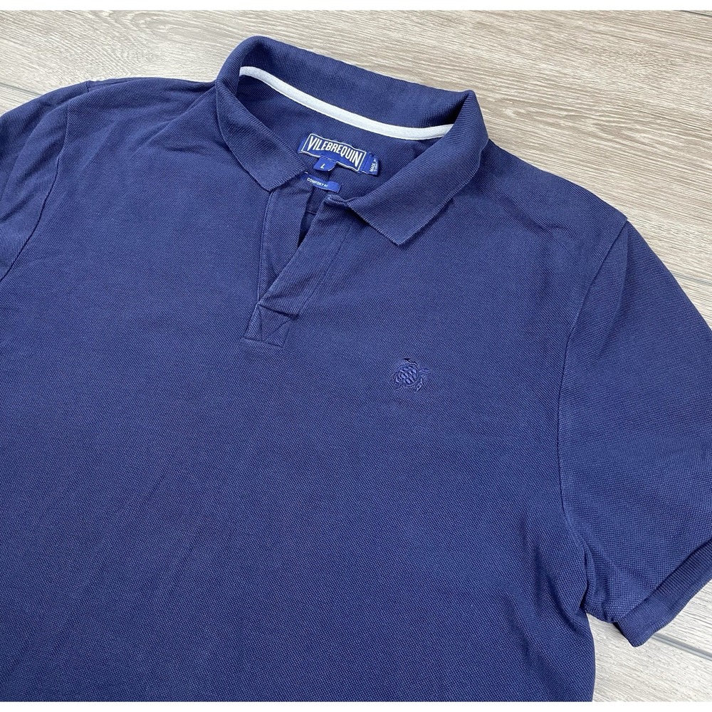 Vilebrequin Men's Short Sleeve Collared Comfort Fit Polo Shirt Blue Size Large